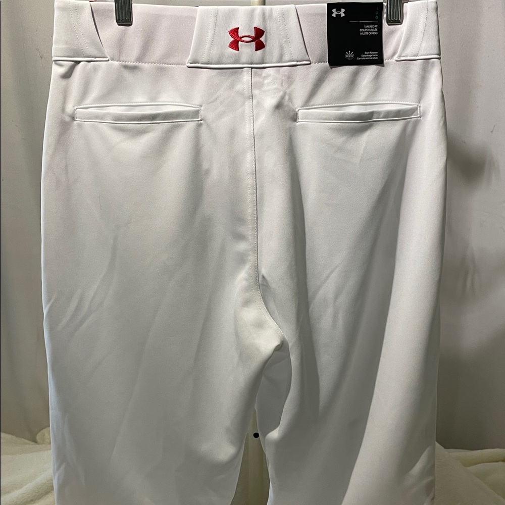 NEW Under Armour White Baseball Pants with Red Logo